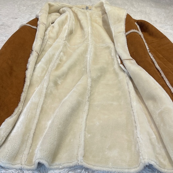 JESSICA LONDON SIZE 14W Women's Brown Faux Shearling Coat - Picture 6 of 12